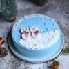 Two Snowmen Christmas Pineapple Cake – Festive holiday dessert with snowman decorations.