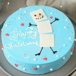 Xmas Blue Vanilla Cake with blue frosting – Perfect holiday dessert for Christmas parties.