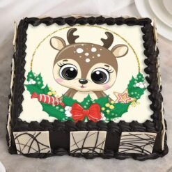 Christmas Reindeer Chocolate Cake – Delicious chocolate cake with festive reindeer decorations for Christmas celebrations.