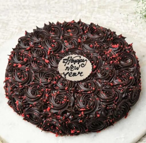 Choco Red Velvet New Year Cake – Festive chocolate and red velvet cake perfect for New Year celebrations