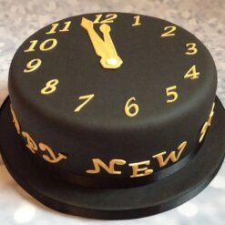 New Year Cake with Clock Design – A Delicious Fondant Cake for Midnight Countdown.