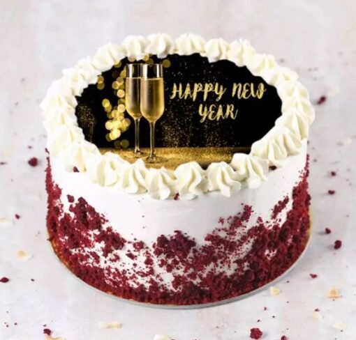Champagne New Year Cake – Sweet, Elegant, and Ideal for Celebrations