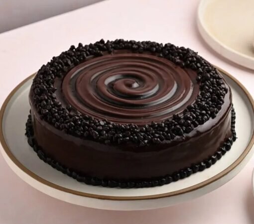 Delicious Choco Chip Truffle Cake – moist chocolate cake with truffle filling and chocolate chips