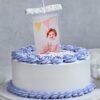 Vanilla Photo Cake with pulling design and custom photo for special occasions