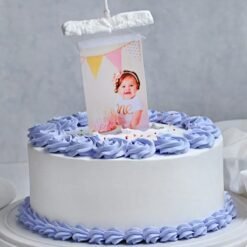 Vanilla Photo Cake with pulling design and custom photo for special occasions