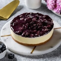 Indulgent Midnight Blueberry Cheesecake - Smooth, creamy with blueberry topping