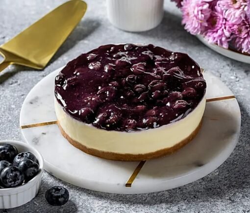 Indulgent Midnight Blueberry Cheesecake - Smooth, creamy with blueberry topping