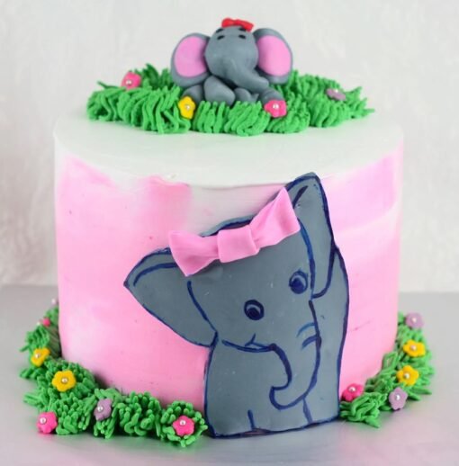 6 Layer Cute Elephant Chocolate Cake with a playful elephant design and rich chocolate layers