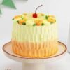 Delicious creamy pineapple cake with fresh tropical fruit and smooth cream