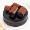 Chocolate Temptations Cake with a smooth, rich chocolate topping, perfect for weddings and special events