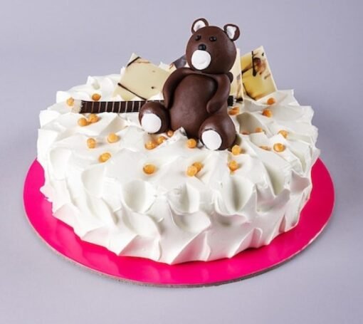 Butterscotch Teddy Cake with a cute teddy bear design and rich butterscotch frosting