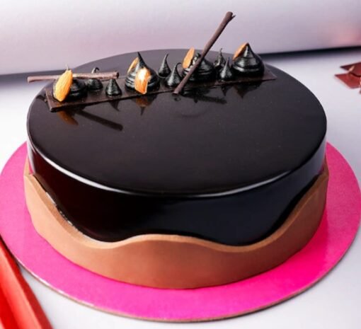 Close-up of a Choco Truffle Cream Cake with rich chocolate layers and creamy texture