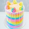 Whimsical Rainbow Cake with creamy layers, perfect for celebrations and special moments