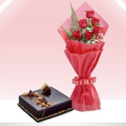 Roses and Chocolate Truffle Cake Combo – Perfect Gift for Special Occasions