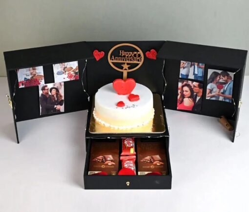 Elegant Vanilla Anniversary Box with a surprise treat, perfect for gifting on special occasions