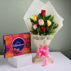 Elegant floral arrangement with delightful treats – an ideal gift for special occasions, spreading love and joy with beauty and sweetness.