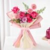 A stunning Amour Blossom Bouquet featuring delicate roses and seasonal flowers, arranged beautifully for a timeless and romantic touch.