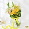 A delicate bouquet of lilies and roses, radiating tranquility and charm – a perfect gift for love, peace, and celebration.