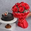 Crimson Love Delight Combo with red roses and delightful treats, an ideal romantic gift for anniversaries, birthdays, and special occasions.