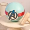 Avengers-themed pinata cake with colorful frosting and superhero characters, filled with treats and surprises, perfect for a Marvel fan birthday.
