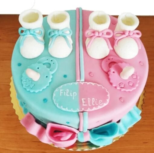 What Will It Bee Cake with bee-themed decorations and hidden color reveal inside, perfect for a gender reveal party.