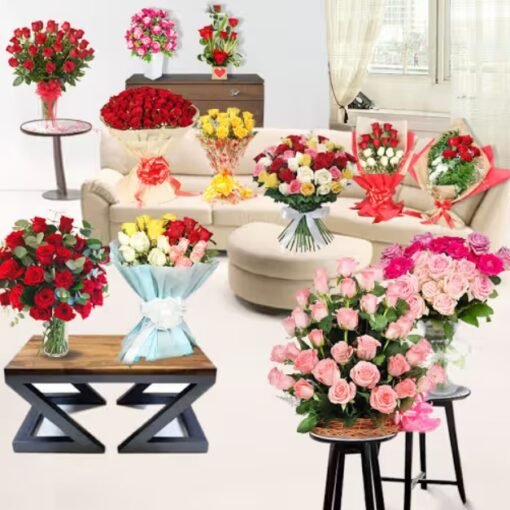 Room Full Of Roses – a luxurious display of vibrant red roses beautifully arranged to fill any space with love and elegance.