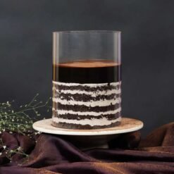 Choco vanilla pull-up cake with chocolate ganache and vanilla cream, perfect for celebrations.