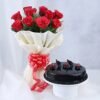 Father’s Day combo with cake and red roses gift.