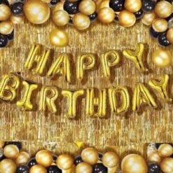Golden & Black Birthday Balloons