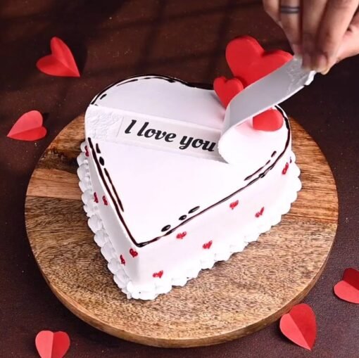 Heart-shaped cake with a hidden secret message inside, perfect for Valentine's Day, proposals, and romantic surprises.