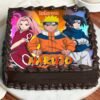 Rectangular Naruto-themed photo cake with iconic character poster printed on top, ideal for anime and ninja fans.