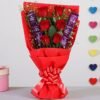 Bunch of red roses with assorted chocolates – ideal gift combo for romantic occasions.