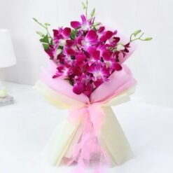 A beautifully arranged Purple Orchids Bouquet, radiating elegance and charm—ideal for gifting on birthdays, anniversaries, and special moments.