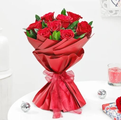 Scarlet red rose bouquet showcasing love and desire.