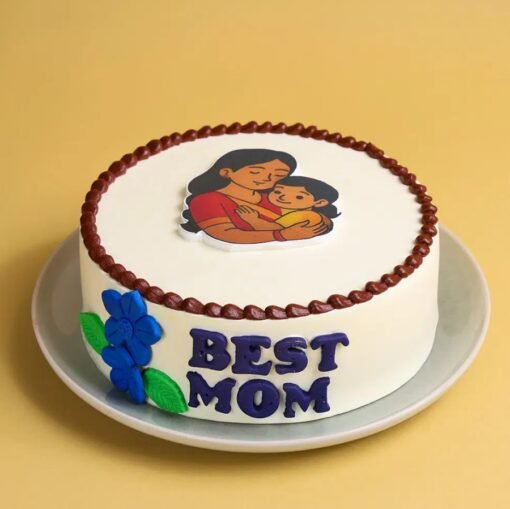 Best Mom Cake — beautifully decorated cake with “Best Mom” topper, pastel shades, and elegant floral accents, perfect for Mother's Day.