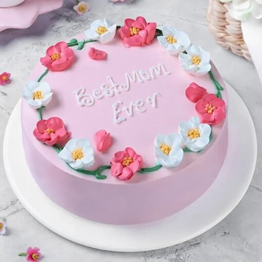 Blooming Flowers Mother’s Day Cake — elegant cake adorned with colorful floral designs, perfect for celebrating the beauty of motherhood.