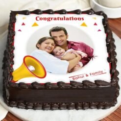 Cheers to You Square Cake for milestone celebrations, featuring elegant design and delicious flavors for promotions, retirements, and special occasions.