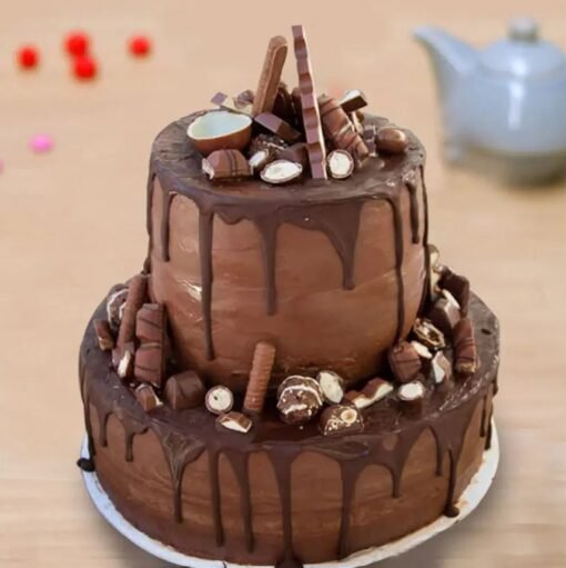 Three-tier Choco Drip Cake with chocolate ganache and elegant dripping detail.