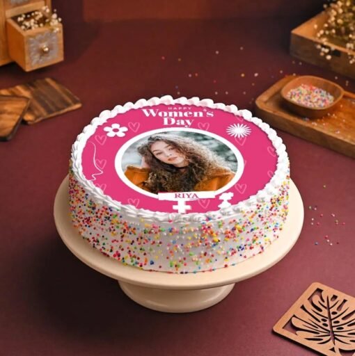 Grace and Glamour Photo Cake – a beautifully designed cake featuring custom photos, perfect for celebrating grace and style on special days.