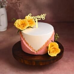 Heartfelt Cheers Cake with elegant frosting, celebratory decorations, and a joyful message, perfect for birthdays, anniversaries, and achievements.