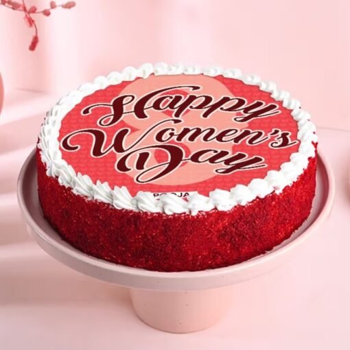 Ruby Women's Day Cake – a stunning red-themed cake representing power, love, and elegance, perfect for celebrating Women's Day.