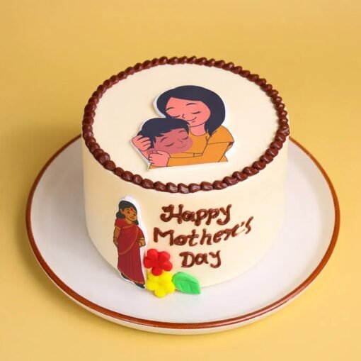 Timeless Love For Mom Cake — elegant cake with floral detailing, soft pastel shades, and a “Timeless Love” topper for Mother’s Day.