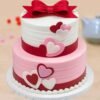 Two-Tier Fondant Cake with elegant fondant decorations, perfect for weddings, anniversaries, and other special celebrations.