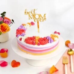 Floral Beauty Mother’s Day Cake with pastel flower decorations and creamy layers.