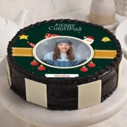 Christmas Cheer Photo Cake with a festive holiday photo, perfect for adding a personal touch to your Christmas celebrations.