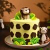 Jungle-themed lion king cake for kids with fondant lion topper