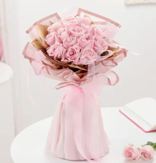 Bouquet of soft pink avalanche roses for romantic and special occasions