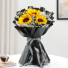 Fresh sunflower bouquet wrapped for gifting