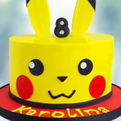 Yellow Pikachu-themed fondant cake for Pokémon lovers