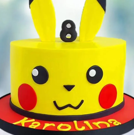 Yellow Pikachu-themed fondant cake for Pokémon lovers